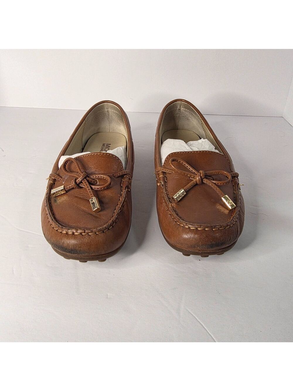 Michael Kors Daisy Leather Loafers Brown Moccasin Slip On Shoes Size 6.5